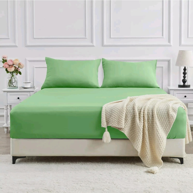 Bamboo Blend Soft Fitted Bed Sheet Set (3Pcs)-Avocado Green