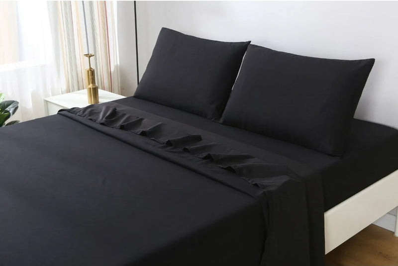 500TC Bedsheet Set - Ultra Soft Microfiber Bedding Set (Black)