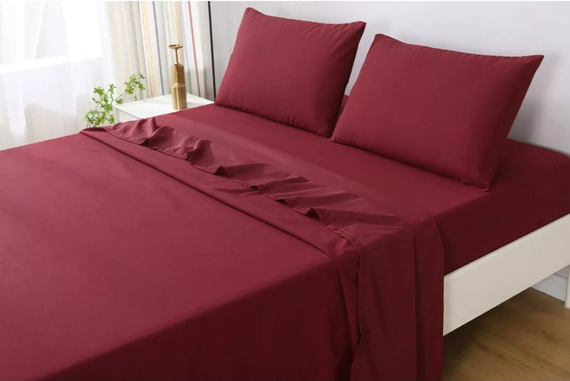 500TC Bedsheet Set - Ultra Soft Microfiber Bedding Set (Burgundy)