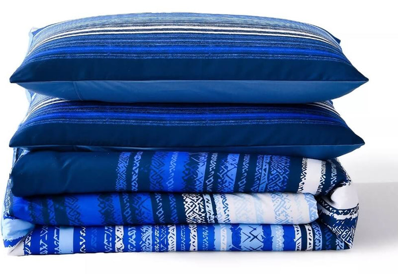 Blue Striped Comforter Set-Quilt Set (3Pcs)