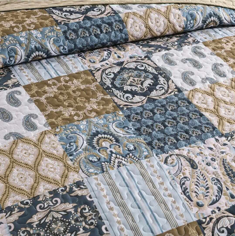 2024 Sycamore Patchwork Quilted Bedspread Coverlet Sets (3Pcs)