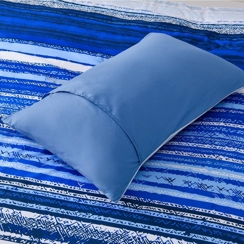 Blue Striped Comforter Set-Quilt Set (3Pcs)