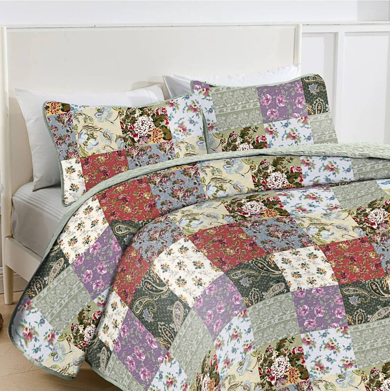2024 Sycamore Patchwork Quilted Bedspread Coverlet Sets (3Pcs)