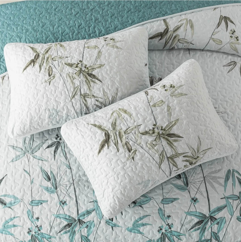 2024 Green Floral Coverlet Set-Quilted Bedspread Sets (3Pcs)