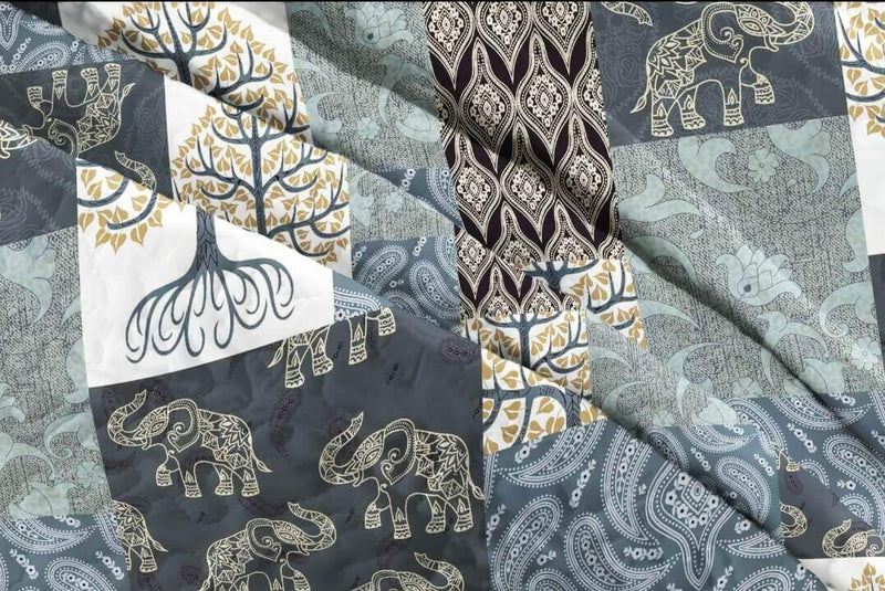 Tree of Life Patchwork Quilted Bedspread Coverlet Set (3Pcs)