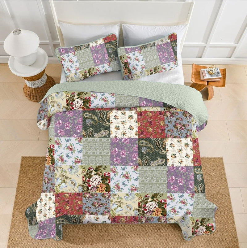 2024 Sycamore Patchwork Quilted Bedspread Coverlet Sets (3Pcs)