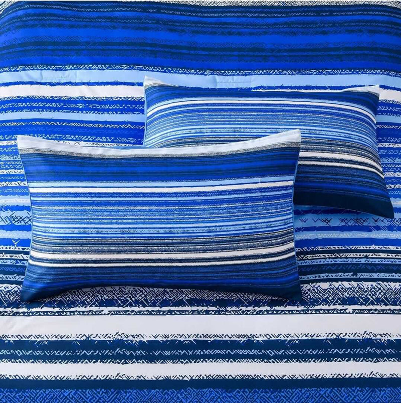 Blue Striped Comforter Set-Quilt Set (3Pcs)