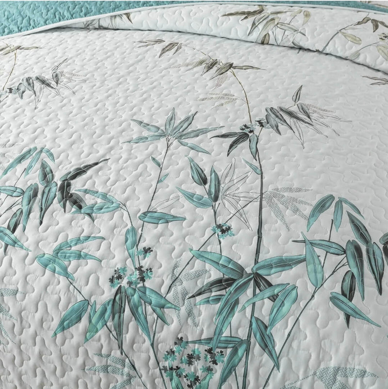 Botanical Green New Coverlet Set-Quilted Bedspread Sets (3Pcs)