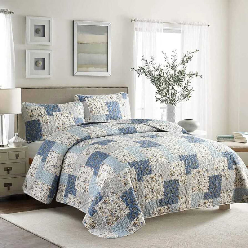 2025 Beige Geometric Bedspread Set – 3 Piece Quilted Coverlet Set