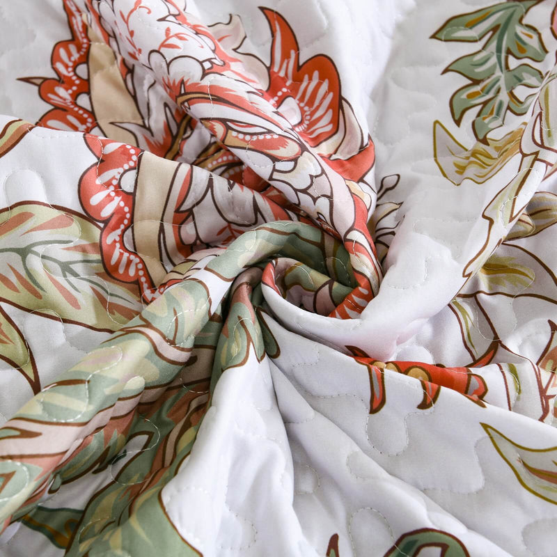 2025 Botanical Green Bedspread Coverlet Set (3Pcs)