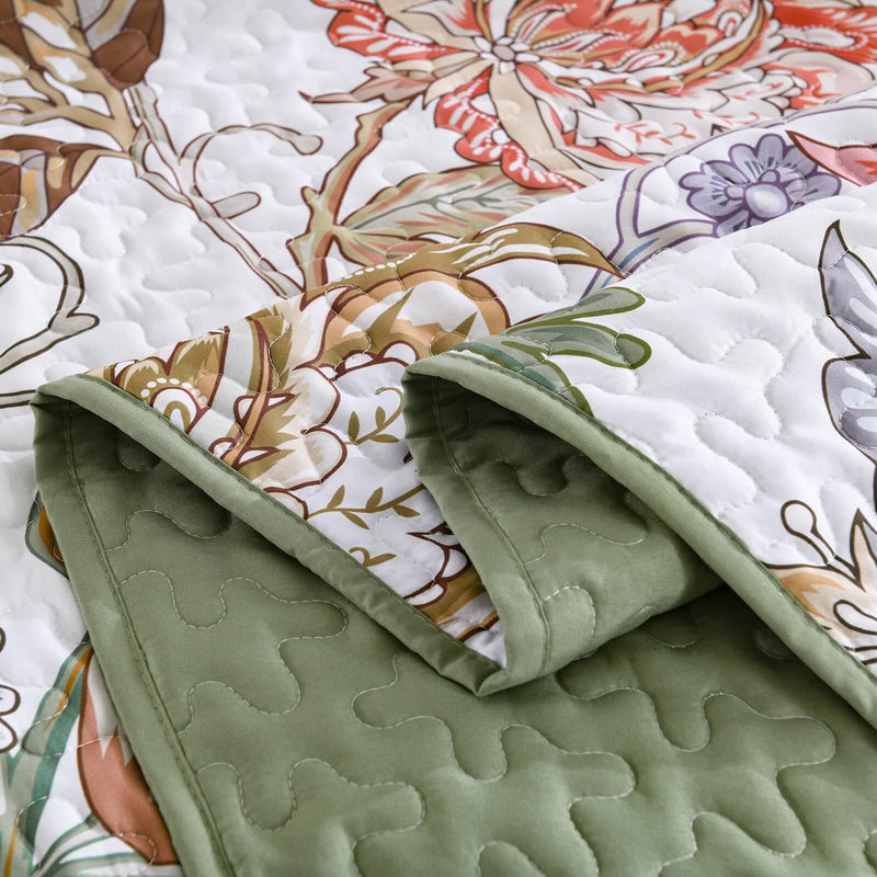 2024 Multicolor Floral Coverlet Set-Quilted Bedspread Sets (3Pcs)