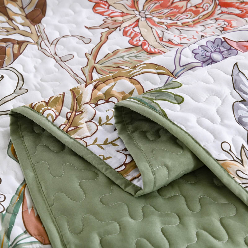 2025 Botanical Green Bedspread Coverlet Set (3Pcs)