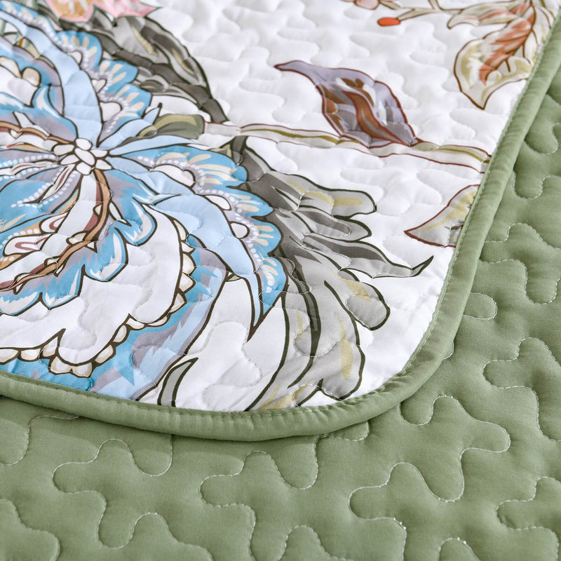 2025 Botanical Green Bedspread Coverlet Set (3Pcs)