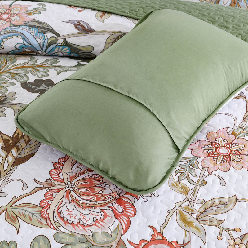 2025 Botanical Green Bedspread Coverlet Set (3Pcs)