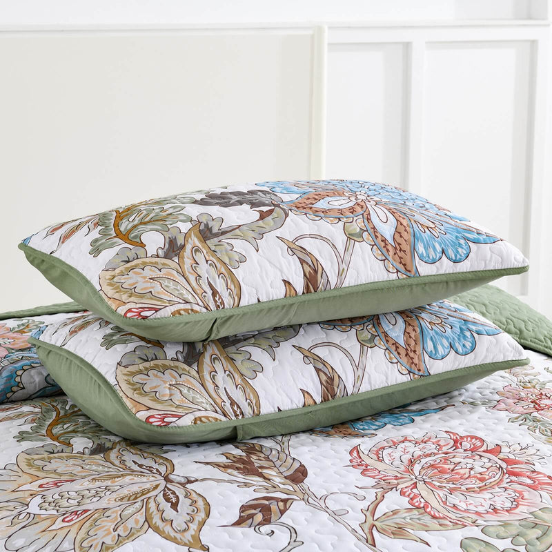 2025 Botanical Green Bedspread Coverlet Set (3Pcs)
