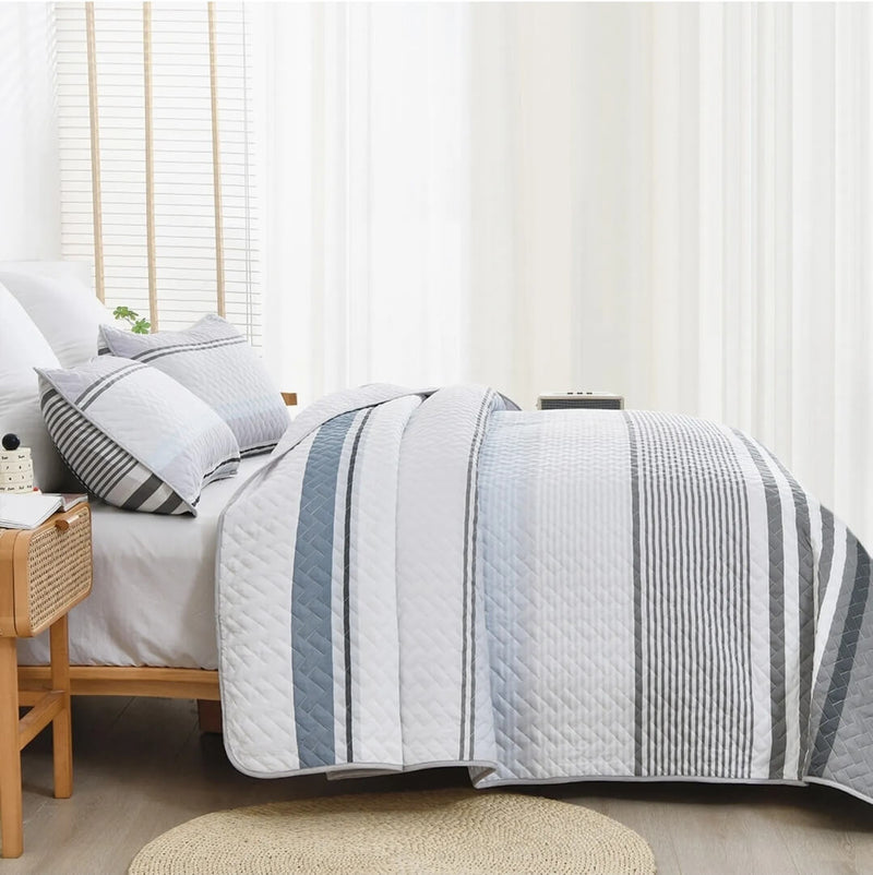 Greyish Coverlet Set-Quilted Bedspread Sets (3Pcs)