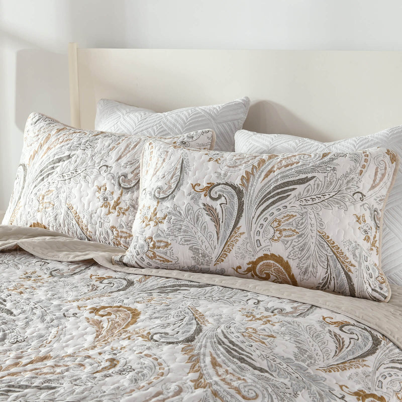 2025 Beige Patchwork Coverlet Set-Australian Summer Bedspread Sets (3Pcs)
