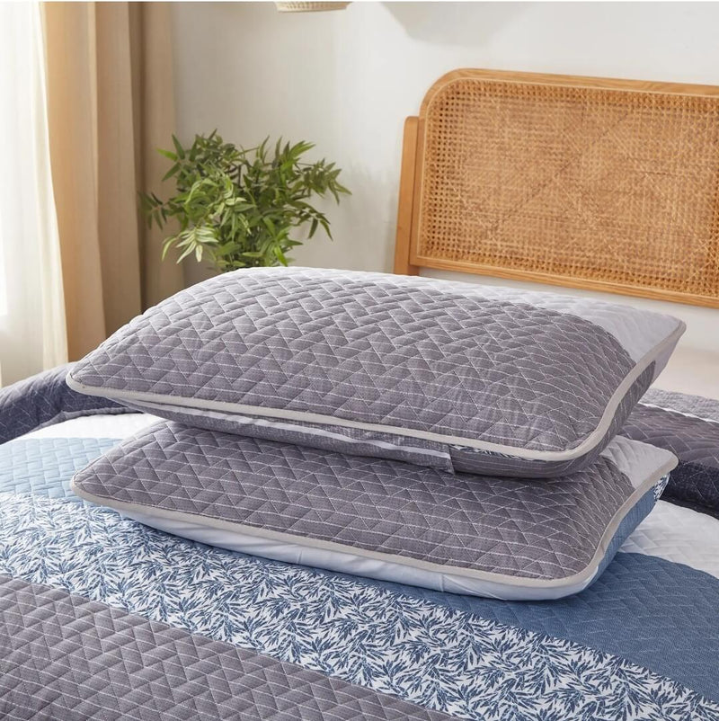 Light Lavender Striped Coverlet Set-Quilted Bedspread Sets (3Pcs)