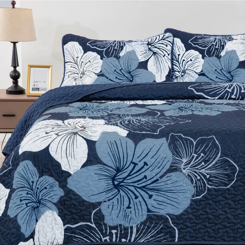 Multicolor Leaf Style Quilted Bedspread Coverlet Sets (3Pcs)