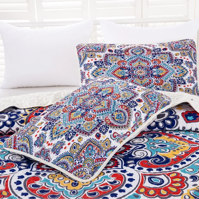 INDIAN Bohemian Coverlet Set-Quilted Bedspread Sets (3Pcs)