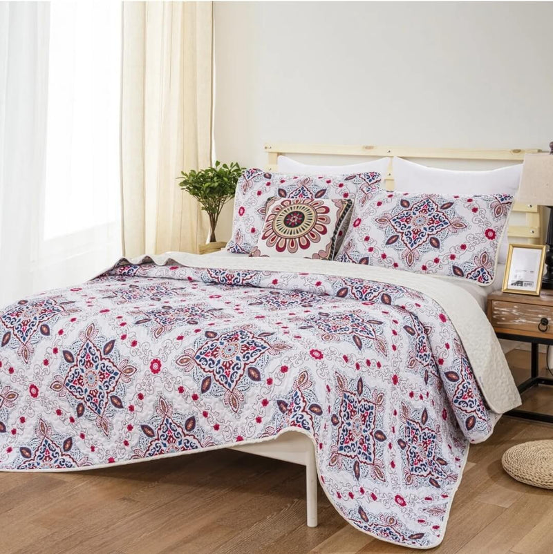 INDIAN Mandala Coverlet Set-Quilted Bedspread Sets (3Pcs)