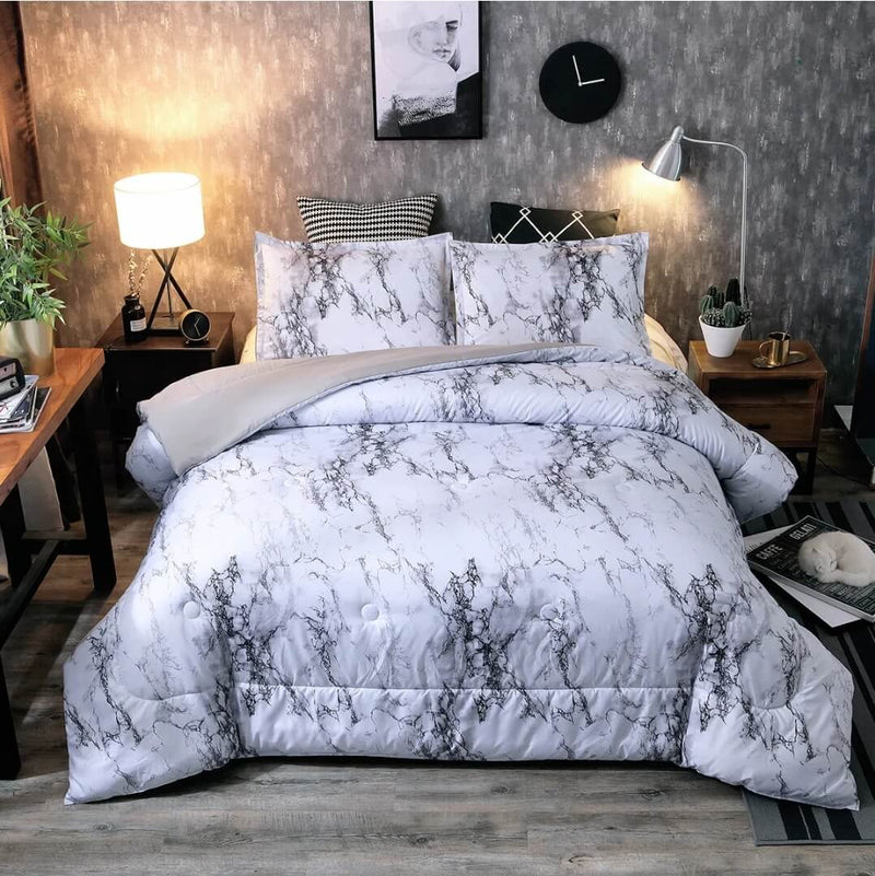 Marble Design Comforter Set-Quilt Set (3Pcs)