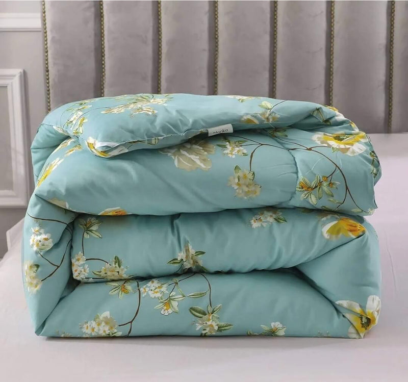 Sea Green Botanical Comforter Set-Quilt Set (3Pcs)