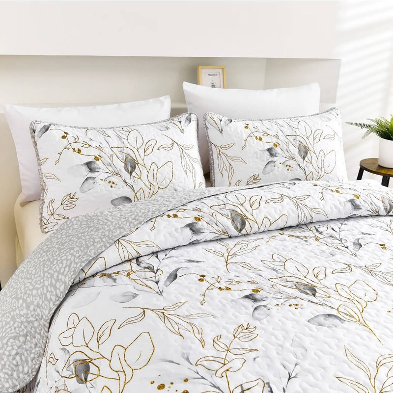 White Floral Bedspread Coverlet Sets (3Pcs)