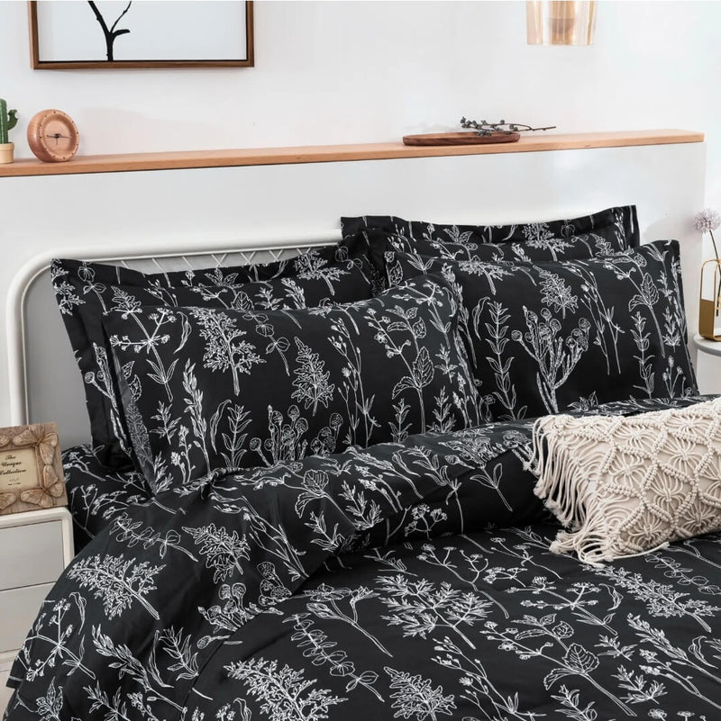 Black Floral Comforter Set-Quilt Set (3Pcs)