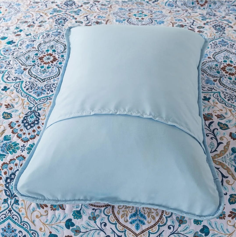 Blue INDIAN Coverlet Set-Floral Quilted Bedspread Sets (3Pcs)