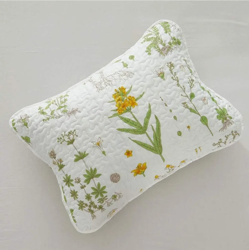 Green Floral Coverlet Set-Printed Quilted Bedspread Sets (3Pcs)