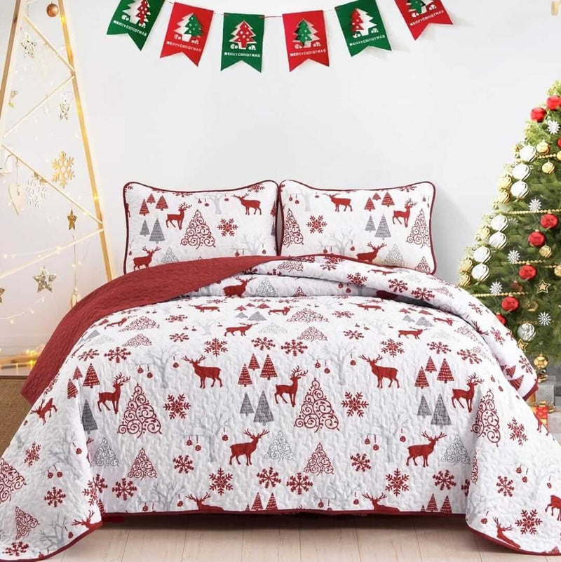 2025 Christmas Design Coverlet Set-Quilted Bedspread Sets (3Pcs)