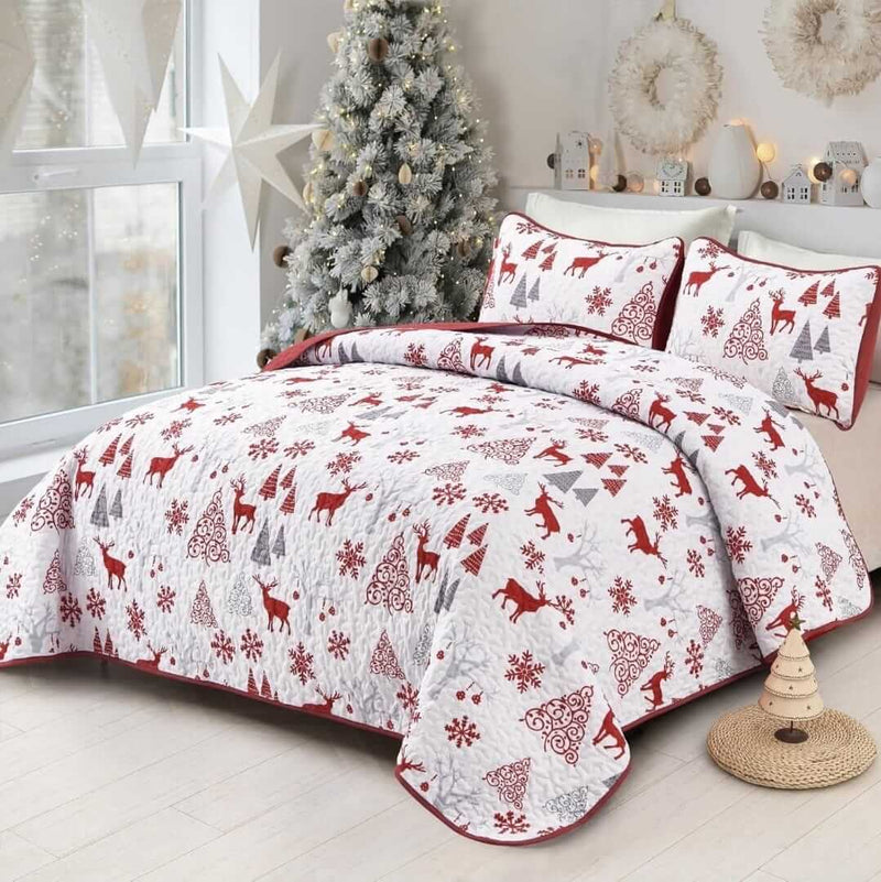 2025 Christmas Design Coverlet Set-Quilted Bedspread Sets (3Pcs)