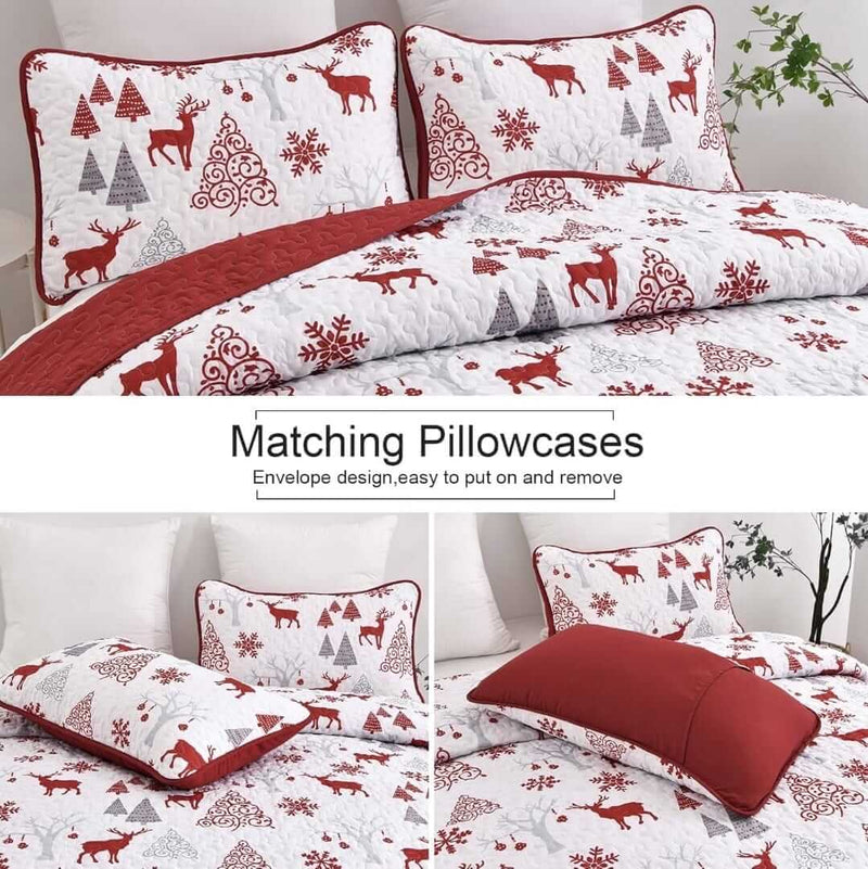 2025 Christmas Design Coverlet Set-Quilted Bedspread Sets (3Pcs)