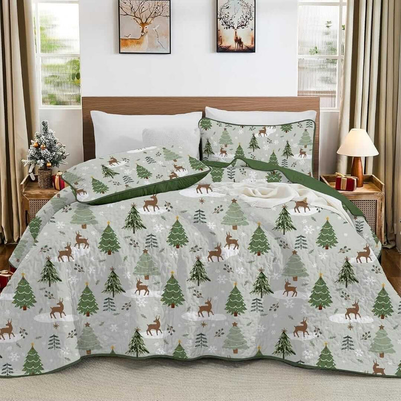 2025 Christmas Design Coverlet Set-Quilted Bedspread Sets (3Pcs)