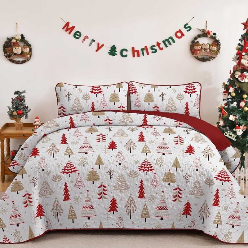 2025 Christmas Design Coverlet Set-Quilted Bedspread Sets (3Pcs)