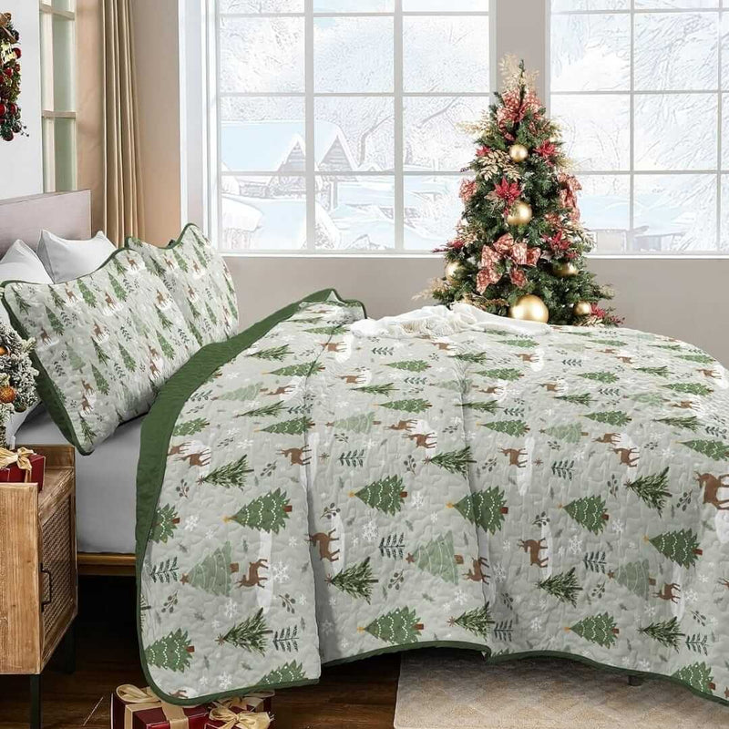 2025 Christmas Design Coverlet Set-Quilted Bedspread Sets (3Pcs)