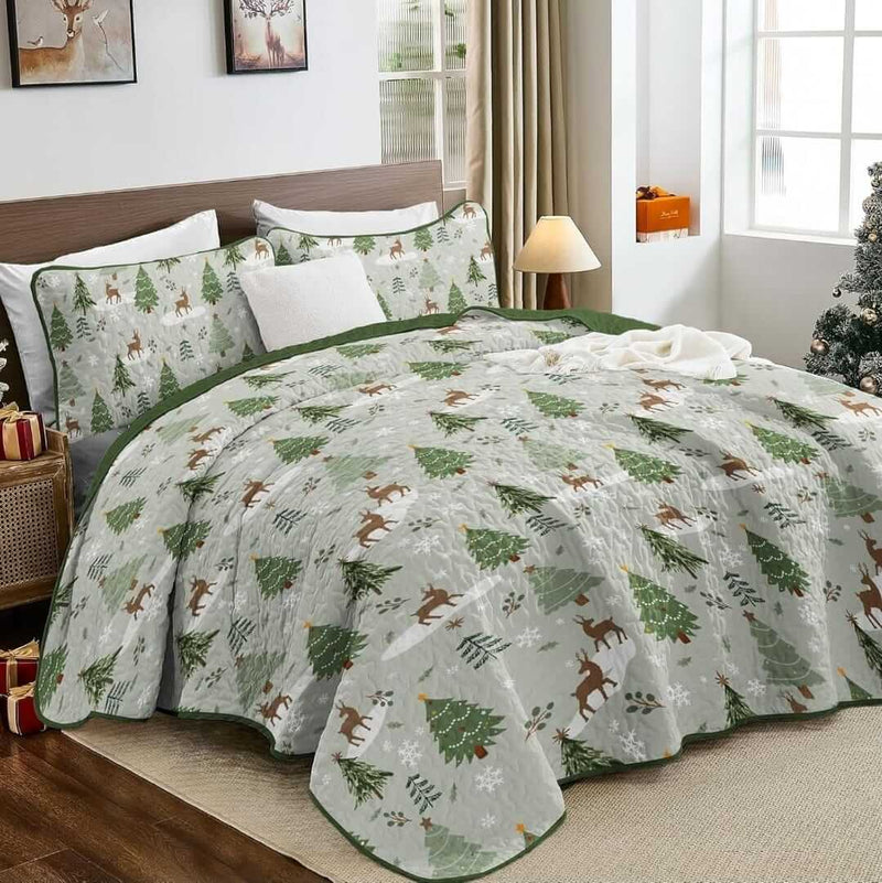 2025 Christmas Design Coverlet Set-Quilted Bedspread Sets (3Pcs)