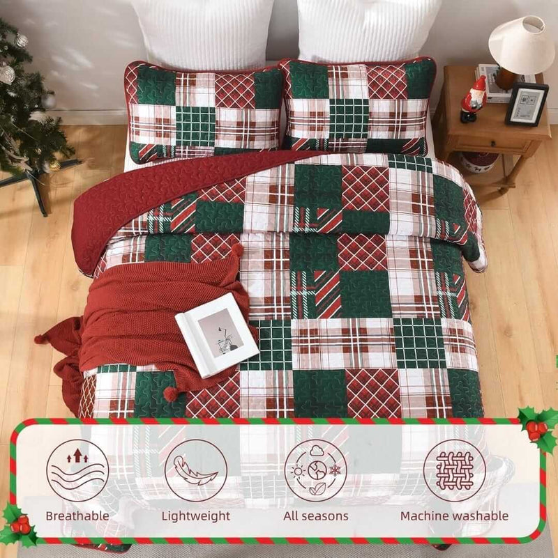 2025 Christmas Design Coverlet Set-Quilted Bedspread Sets (3Pcs)