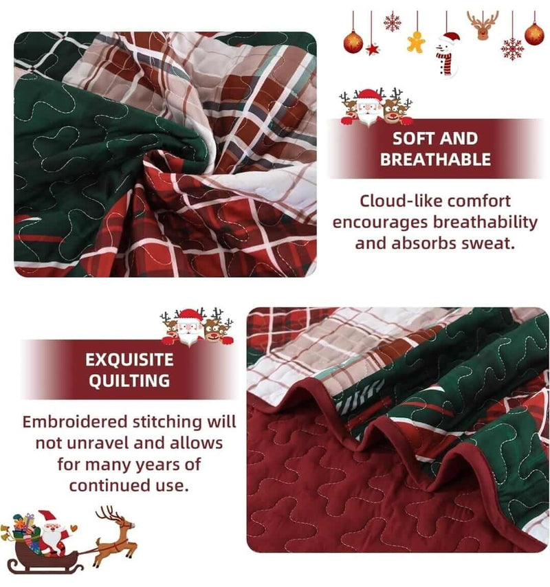 2025 Christmas Design Coverlet Set-Quilted Bedspread Sets (3Pcs)