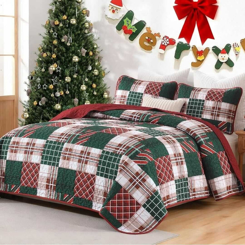 2025 Christmas Design Coverlet Set-Quilted Bedspread Sets (3Pcs)