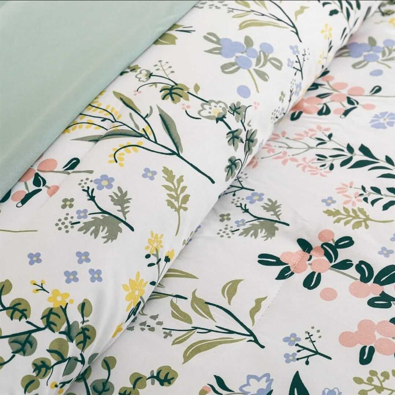2025 Floral Green Comforter Set-Quilt Set (3Pcs)