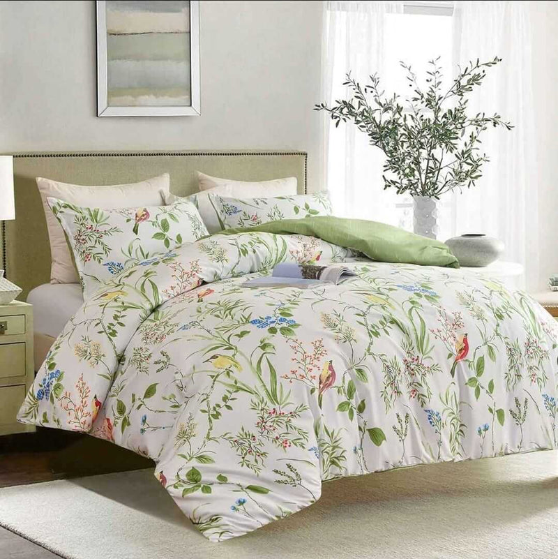 2025 New Floral Green Comforter Set-Quilt Set (3Pcs)