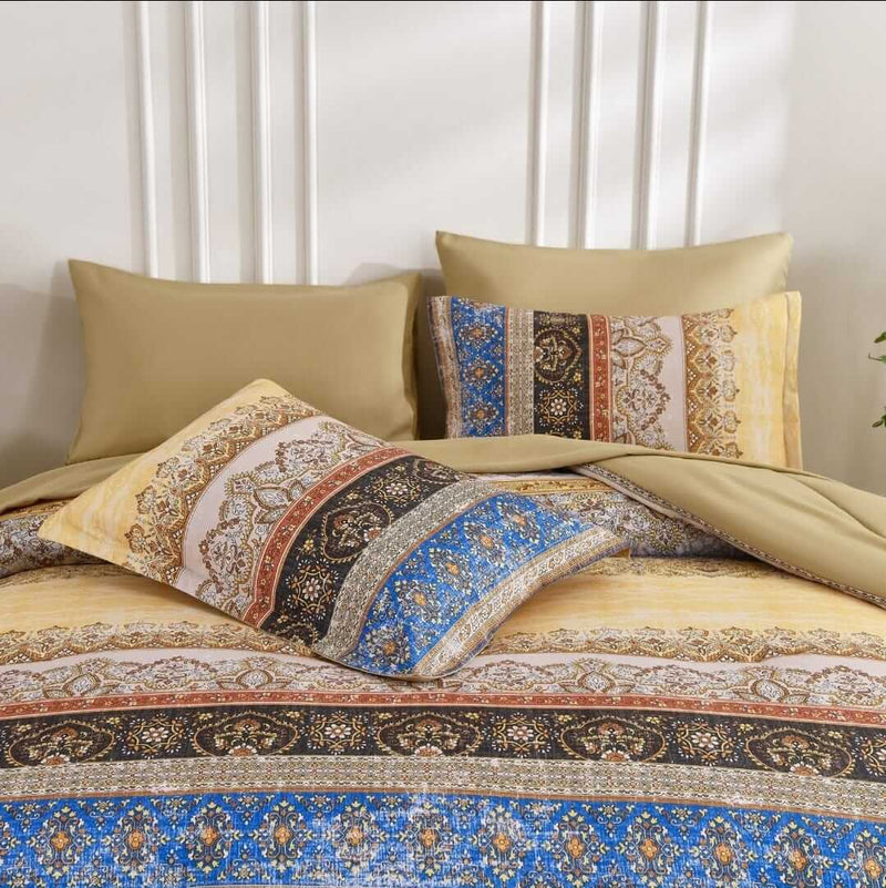 Beige INDIAN Bohemian Comforter Set-Quilt Set (3Pcs)