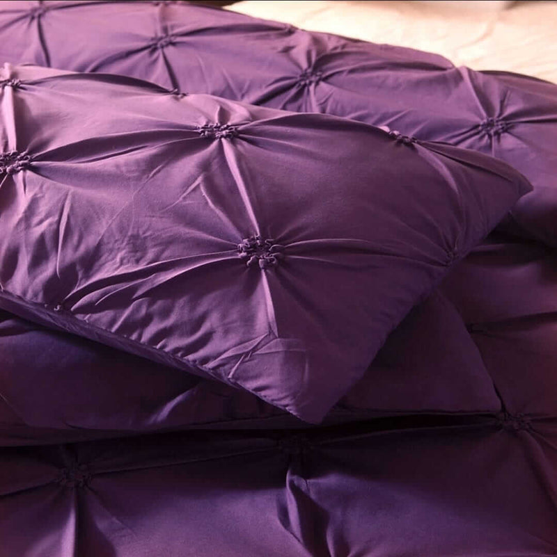 Purple Diamond Pintuck Comforter Set - Quilt Set (3Pcs)