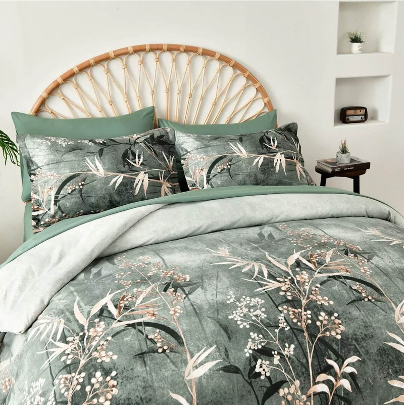 Green Botanical Comforter Set-Quilt Set (3Pcs)