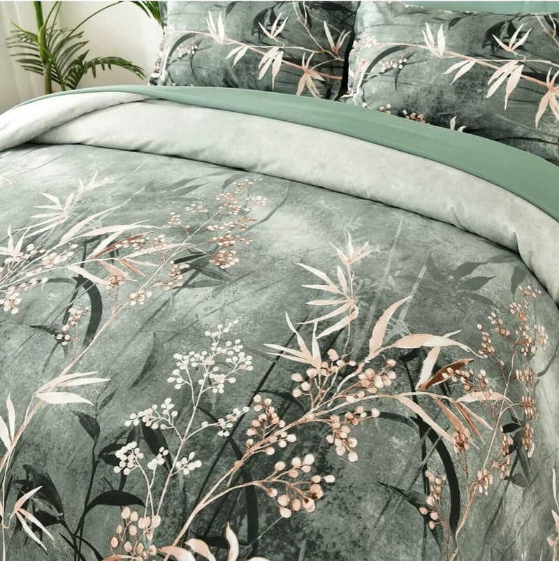 Green Botanical Comforter Set-Quilt Set (3Pcs)