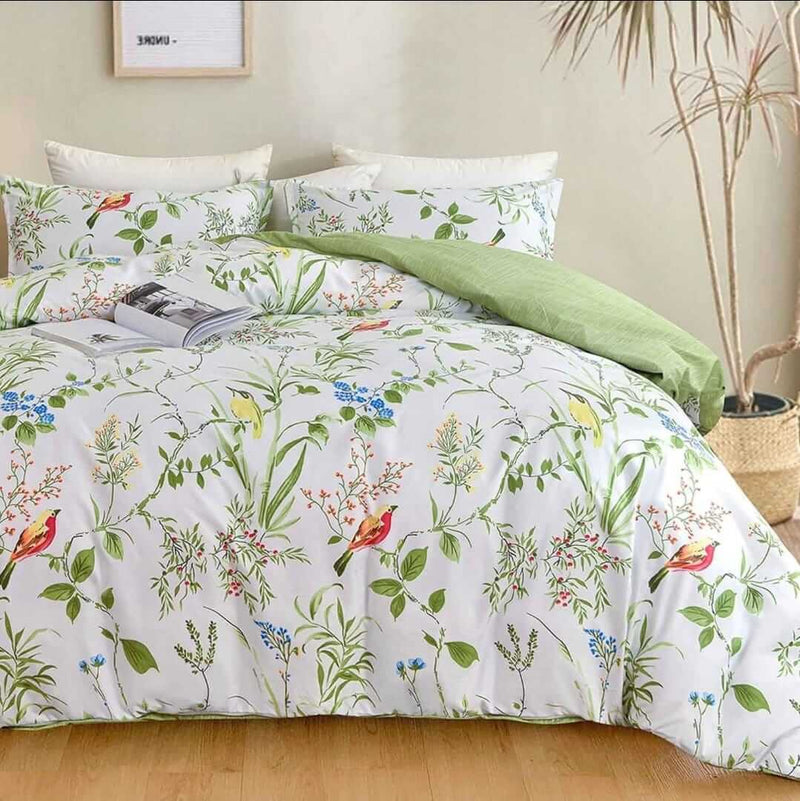 2025 New Floral Green Comforter Set-Quilt Set (3Pcs)