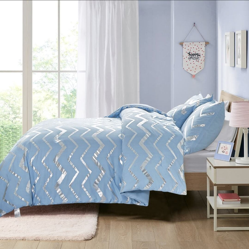 Blue Striped Comforter Set-Quilt Set (3Pcs)