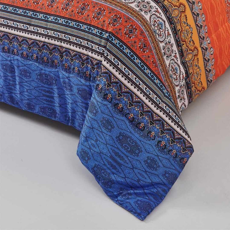 Navy Blue INDIAN Bohemian Comforter Set-Quilt Set (3Pcs)